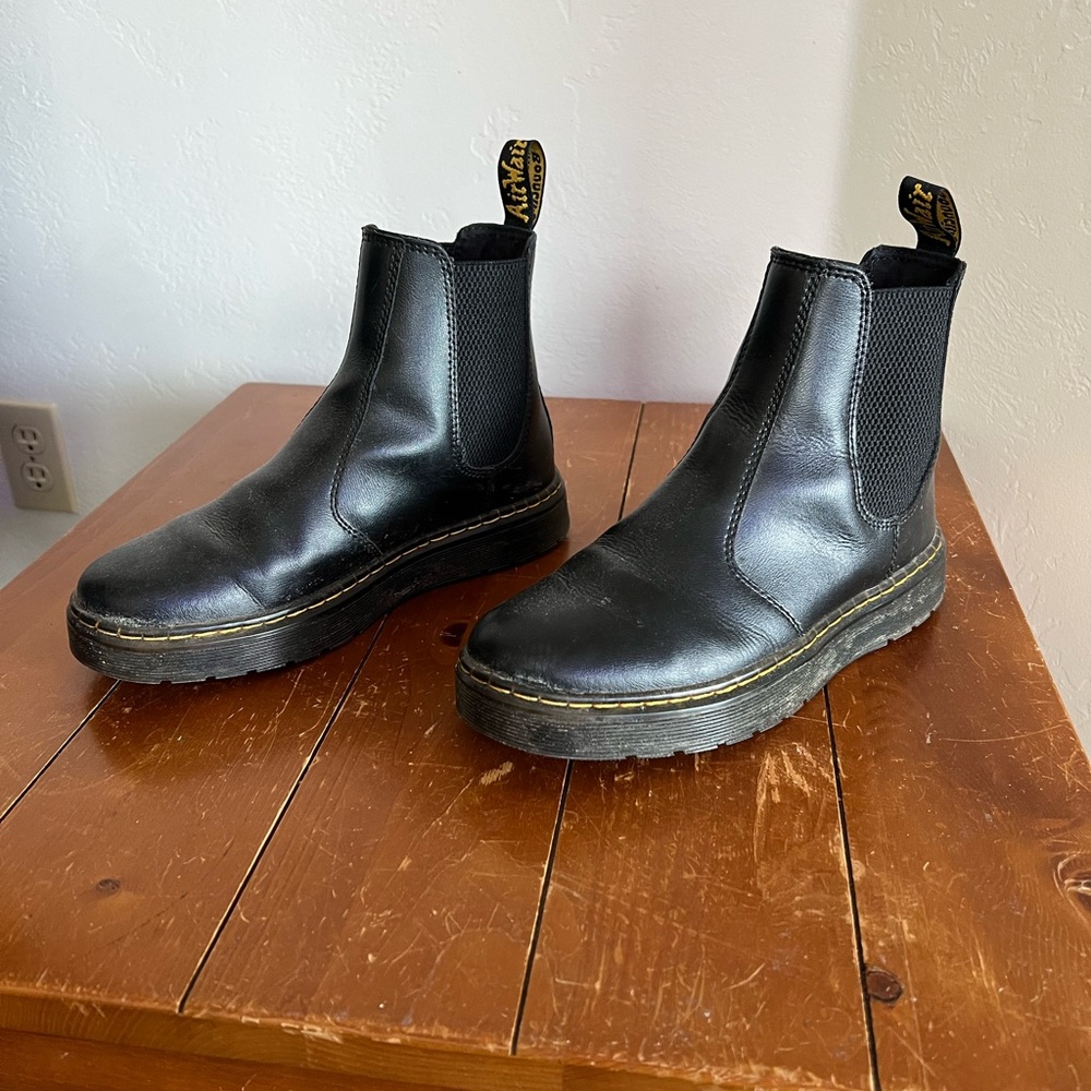 Black Leather Doc Marten Chelsea Boots